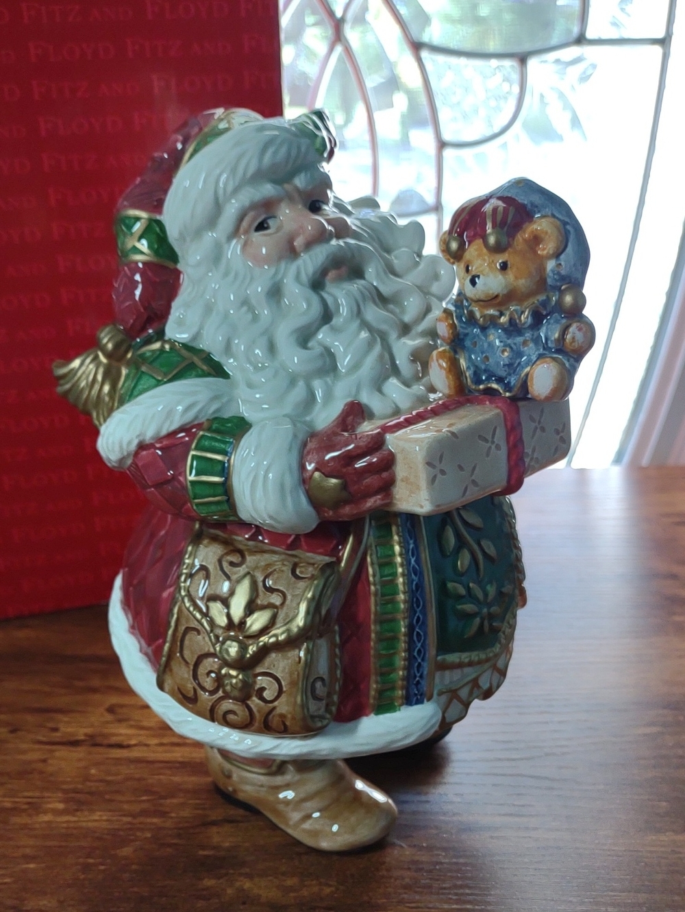 Fitz and Floyd Classics Jolly Ole St. Nick Candy Jar Santa Christmas Decor VTG